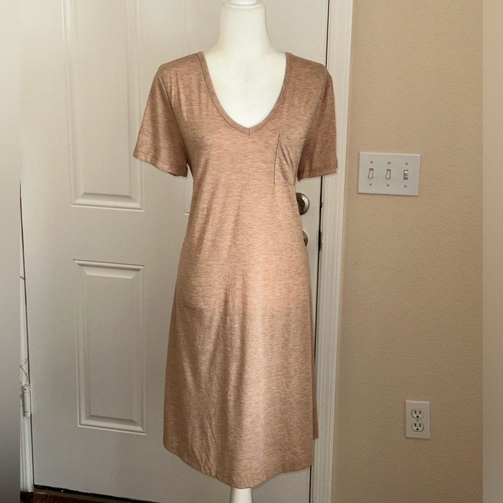 Champagne Colored Shirt Dress with Pocket Size 2XL
